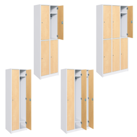 Spindschränke mit Hutboden und Garderobenhaken Spindschränke zwei- oder dreireihig, mit geteilten oder durchgehenden Türen Spindschränke mit Hutboden und Garderobenhaken Spindschränke zwei- oder dreireihig, mit geteilten oder durchgehenden Türen-image