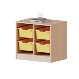 ErgoTray Regal, zweireihig, 1,5 Ordnerhöhen - evo180 Serie Breite 70,3 cm, Gesamthöhe 64 cm, mit Sockel, 4 hohe ErgoTray Boxen-image