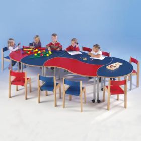 Rechtecktisch in Wellenform B/T: 120x60 cm, höhenverstellbar (52-66 cm), kombinierbar mit anderen Tischen der Serie-image