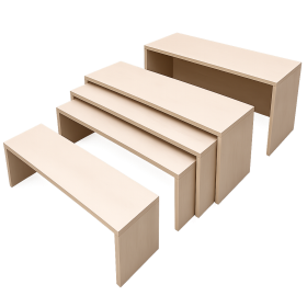 Set aus 3 untereinander schiebbaren Sitzbänken mit stabilen 25-mm-Sitzplatten B/H/T der Bank-Einzelmaße: 105x40x32,5 // 100x35x30,0 // 95x30x27 cm-image