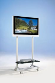 TV Wagen, TV Rack für Fernseher bis 50 Zoll mit 1 Ablage ScreenCart Serie Design 70, neigbare Halterung-image