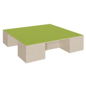 Quadrat-Podest mit Linoleum-Deckplatte und 2 Garagennischen B/T: 150x150 cm, 2 Garagennischen für Rollkästen, über Eck liegend, Höhe wählbar-image