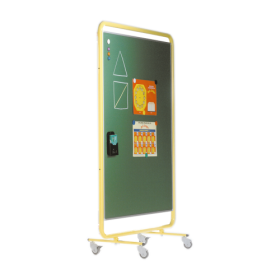 Fahrbare doppelseitige Präsentationswand mit grünen Stahlemaille Schreibflächen B/H/T: 131x190x50 cm-image