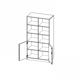 Schrank, 5 Ordnerhöhen, Türen unten (2 OH), oben 3 offene Fächer - Serie evo180 B/H/T: 100x190x40 cm, 2 Türen, abschließbar, mit Sockel (81 mm)-image