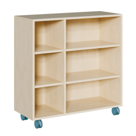 fahrbares Regal in Korpusbauweise B/T: 105x40 cm, 3 verschiedene Höhen, damit 2 / 4 / 6 Fächer, Mittelwand außermittig versetzt-image