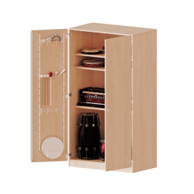 Musikschrank, 5 Ordnerhöhen - Serie evo180 B/H/T: 104,5x190x60 cm, Türen mit Instrumentenhalterungen, mit Sockel (81 mm)-image