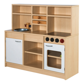Spielküchenzeile komplett B/H/T: 107x96x36 cm, inkl. Spielherd, Spüle und Regalelemente-image