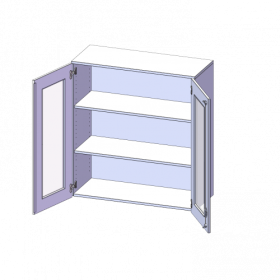 Aufsatzschrank, 3 Ordnerhöhen - Serie evo180 B/H/T: 100x108x40 cm, 2 Türen mit Glaseinsatz, abschließbar-image
