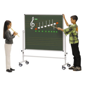 Notentafel mit Notenlineatur LIN 12 auf 4 Rollen Tafelfläche: B/H: 120 x 100 cm, Höhe: bis 190 cm Notentafel mit Notenlineatur LIN 12 auf 4 Rollen Tafelfläche: B/H: 120 x 100 cm, Höhe: bis 190 cm-image