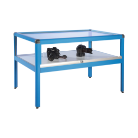 Tischvitrine V8 aus Aluminium & Sicherheitsglas B/H/T: 120x80x80 cm, Oberteil Höhe 30 cm, abschließbar-image