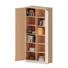 Schrank, 6 Ordnerhöhen - Serie evo180 B/H/T: 100x226x50 cm, 2 Türen, abschließbar, mit Mittelwand, mit Sockel (81 mm)-image