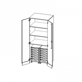 Garagenschrank ohne Sockel, 5 Ordnerhöhen - Serie evo180 B/H/T: 80x190x60 cm, 2 Container mit je 6 flachen ErgoTray Boxen-image