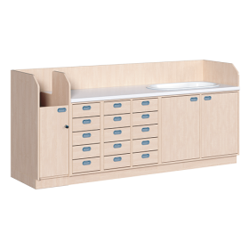 Wickelkommode, vierreihig zuzüglich Badewanne B/H: 249x113 cm, Integrierter Aufgang, Schübe und Badewanne-image
