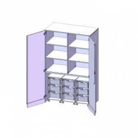Garagenschrank ohne Sockel, 5 Ordnerhöhen - Serie evo180 B/H/T: 120x190x60 cm, 3 Container mit je 3 hohen ErgoTray Boxen-image