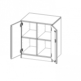 Schrank, zweireihig, 2 Ordnerhöhen - evo180 Serie B/H/T: 70,3x82x50 cm, zweitürig, mit Sockel (81 mm), ohne Boxen-image
