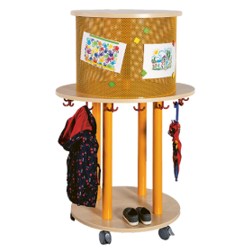 Ovaler Taschenkreisel B/H/T: 90x140x70 cm, aus feuerhemmendem Material - Dekor Buche, mit 13 Dreifachhaken und Lochblech-Zylinder Ovaler Taschenkreisel B/H/T: 90x140x70 cm, aus feuerhemmendem Material - Dekor Buche, mit 13 Dreifachhaken und Lochblech-Zylinder-image