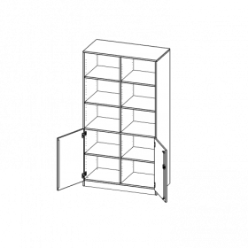 ErgoTray Kombi-Schrank, dreireihig, 5 Ordnerhöhen - evo180 Serie B/H/T: 104,5x190x50 cm, 2 OH unten mit Türen, oben 3 OH Regal, mit Sockel (81 mm), mit Mittelwand-image