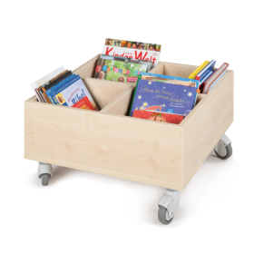 Bücherkiste CuBe, 4 Fächern auf der Oberseite, fahrbar B/H/T: 60x35x60 cm-image