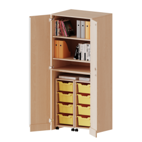 Garagenschrank ohne Sockel, 5 Ordnerhöhen - Serie evo180 B/H/T: 80x190x60 cm, 2 Container mit je 4 hohen ErgoTray Boxen-image