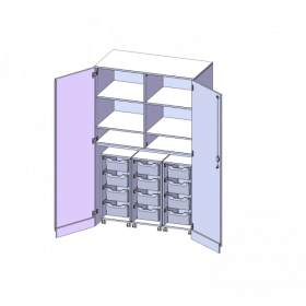 Garagenschrank ohne Sockel, 5 Ordnerhöhen - Serie evo180 B/H/T: 120x190x60 cm, 3 Container mit je 4 hohen ErgoTray Boxen-image