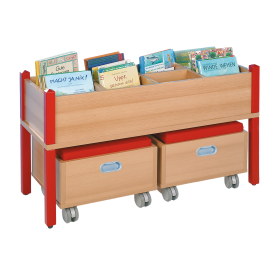 Stollen-Bücherkiste mit 2 Rollkisten B/H/T: 106x60x40 cm, mit Polster-image