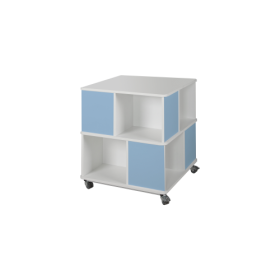 Bücherturm mit offenen Fächern, einfarbig und fahrbar B/H/T: 75x85x75 cm mit 2 Ebenen und 8 Fächern, Dekor nach Wahl-image