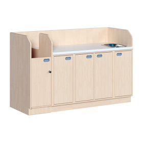 Wickelkommode, vierreihig zuzüglich Waschbecken B/H: 179x113 cm, Integrierter Aufgang, Türen und Waschbecken-image