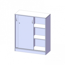 Schiebetürenschrank, 3 Ordnerhöhen - Serie evo180 B/H/T: 100x118x40 cm, abschließbar, mit Mittelwand, mit Sockel (81 mm)-image