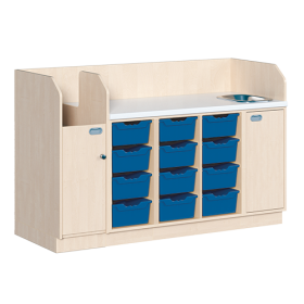 Wickelkommode, vierreihig zuzüglich Waschbecken B/H: 179x113 cm, Integrierter Aufgang, 12 Boxen und Waschbecken Wickelkommode, vierreihig zuzüglich Waschbecken B/H: 179x113 cm, Integrierter Aufgang, 12 Boxen und Waschbecken-image