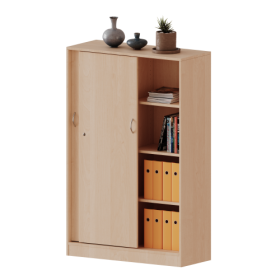 Schiebetürenschrank, 4 Ordnerhöhen - Serie evo180 B/H/T: 100x154x40 cm, abschließbar, mit Mittelwand, mit Sockel (81 mm)-image