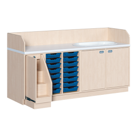 Wickelkommode, dreireihig zuzüglich Badewanne B/H: 213x113 cm, Ausziehbarer Aufstieg, 16 Boxen und Badewanne-image