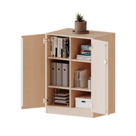 Schrank, zweireihig, 2 Ordnerhöhen - evo180 Serie B/H/T: 70,3x100x50 cm (2,5 Ordnerhöhen!), zweitürig, mit Sockel (81 mm), ohne Boxen-image