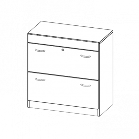 Hängeregisterschrank, 2 Ordnerhöhen - Serie evo180 B/H/T: 80x82x60 cm, 2 Auszüge, abschließbar, mit Sockel (81 mm)-image