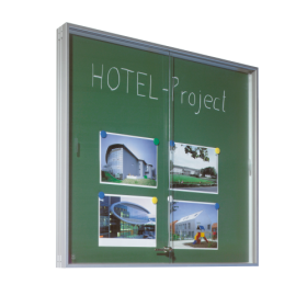 Wandvitrine IA mit Schiebetür aus Sicherheitsglas und grüner Rückwand verschiedene Größen wählbar Wandvitrine IA mit Schiebetür aus Sicherheitsglas und grüner Rückwand verschiedene Größen wählbar-image