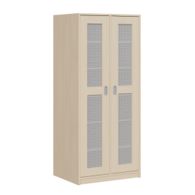 Bettzeugschrank mit 2 Lochblechtüren und 12 Fächern B/H/T: 78x180x60 cm, Rahmentüren mit Lochblechfüllung-image