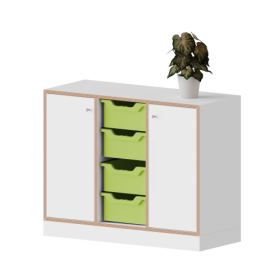 qickly® Schrank, 2 Ordnerhöhen, 2 Türen mit Schloss, 4 große Ergo Tray Boxen B/H/T: 104,2x74,3x42,6 cm-image