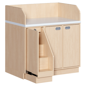 Wickelkommode, dreireihig B/H: 107x113 cm, Ausziehbarer Aufstieg, Türen-image