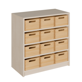 Korpus-Regal mit Materialkästen B/H/T: 78x80x40 cm mit 12 Massivholz-Kästen (ohne Sichtfenster)-image