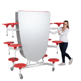 Spaceflex 2.0 Klapptisch mit integrierten Stühlen, oval, Vollkernplatte "PowerSurf" B/H/T: 305x74x107 cm, 12 Sitze, Sitzhöhe 46 cm-image