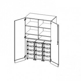 Garagenschrank ohne Sockel, 5 Ordnerhöhen - Serie evo180 B/H/T: 120x190x60 cm, 3 Container mit je 4 hohen ErgoTray Boxen-image