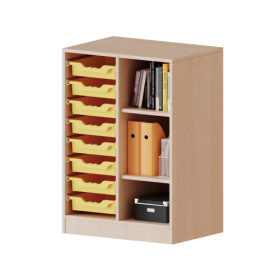 ErgoTray Regal, zweireihig, 2,5 Ordnerhöhen - evo180 Serie Gesamthöhe 100 cm, Breite 70,3 cm, rechts 3 Fächer, links 8 flache ErgoTray Boxen-image