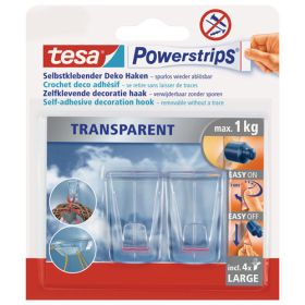 IMG72011_23651 tesa Powerstrips, selbstklebender Deko Haken, transparent, 2 Stk.-image