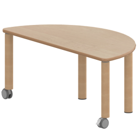 Tisch ZALOTTI mit Schichtstoff-Belag Halbrundtische, Stellfläche B/T: 120x60 cm, Höhen 25…76 cm, Massivholzbeine Ø 60 mm, Fußvariante: fahrbar-image