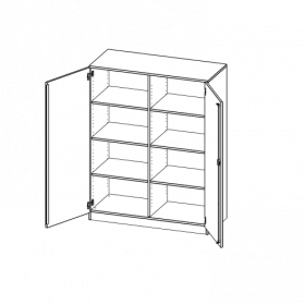 Schrank, 4 Ordnerhöhen - Serie evo180 B/H/T: 120x154x60 cm, 2 Türen, abschließbar, mit Mittelwand, mit Sockel (81 mm)-image