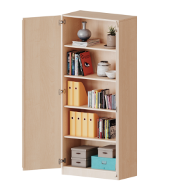 Schrank, 5 Ordnerhöhen - Serie evo180 B/H/T: 100x190x60 cm, 2 Türen, abschließbar, mit Sockel (81 mm)-image
