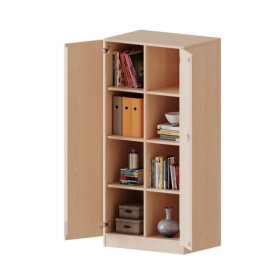 ErgoTray Schrank, zweireihig, 4 Ordnerhöhen - evo180 Serie B/H/T: 70,3x154x50 cm, zweitürig, mit Sockel (81 mm), ohne Boxen-image