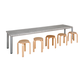 Bastelarbeitsplatz mit höhenverstellbarem Stahlgestell ohne Unterbauten, Arbeitsplattendekor: light Atelier in 60 cm Tiefe, 2 Breiten bzw. Arbeitsplatzvarianten, Stahlgestell in RAL 9006 (weißaluminium)-image