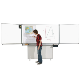 Whiteboard Wandtafel Schultafel aus Stahl, Serie FZ STW, weiß Wandklappschiebetafel mit Federzug Whiteboard Wandtafel Schultafel aus Stahl, Serie FZ STW, weiß Wandklappschiebetafel mit Federzug-image