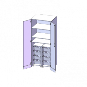 Garagenschrank ohne Sockel, 5 Ordnerhöhen - Serie evo180 B/H/T: 80x190x60 cm, 2 Container mit je 4 hohen ErgoTray Boxen-image