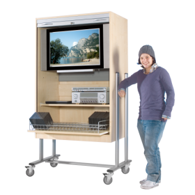 TV-Wagen mit Rollo, 1 Rollauszug und Videoauszug B/H/T: 108x189x60 cm-image